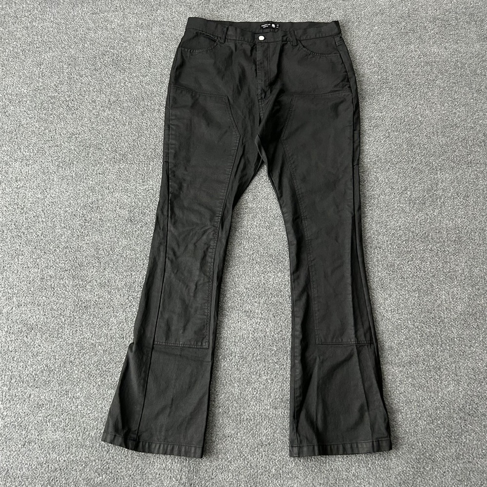 American Stitch Coated Canvas Pants Men 34 Black PU Coated Double knee Workwear